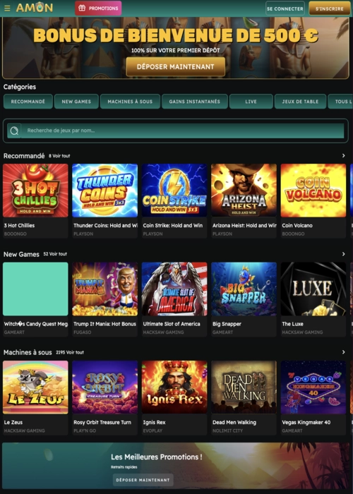 Collection of ancient casino games Amon Casino